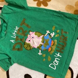 Green Kids Shirt with Cartoon Print